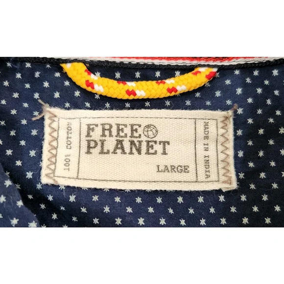 Free Planet Shirt Mens Large Button Up Long Sleeves Pockets - Picture 3 of 9